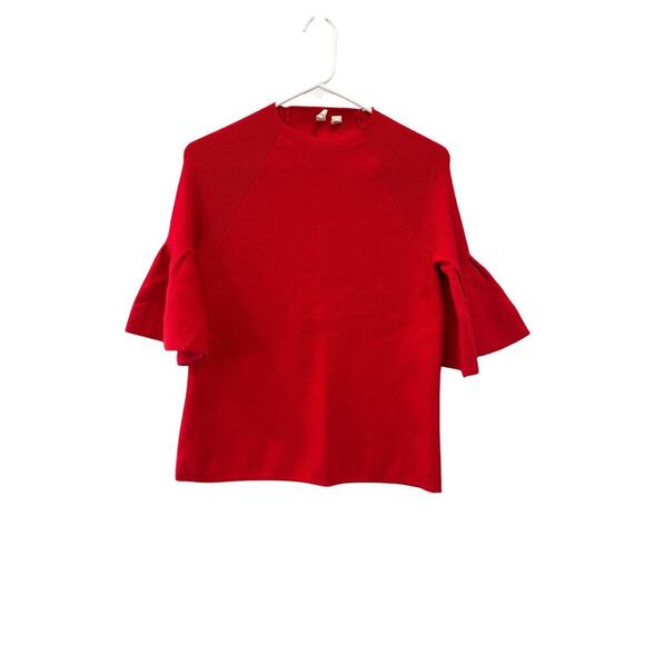Moth Anthropology Red Anais Bell-Sleeve Pullover - Sz Small - Picture 2 of 7